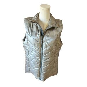 Telluride Puffer Vest Packable Full Zip Pockets Lined With Bag Olive Womens NWOT